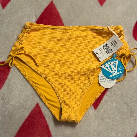 NWT WET SWIMWEAR Bright Yellow Bikini Bottom with Side Ties - Picture 3 of 9